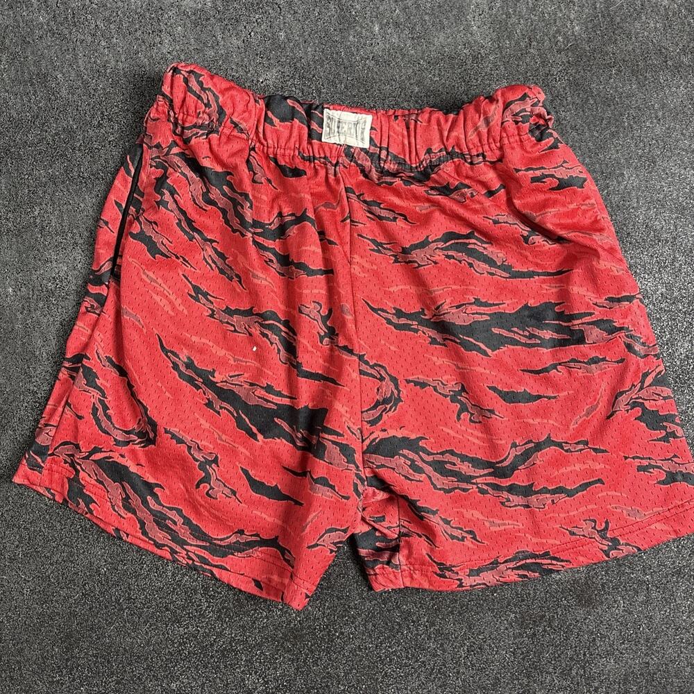 Certified Reserve Men’s Large Red Black Tiger Stripe Mesh Athletic Short Pockets